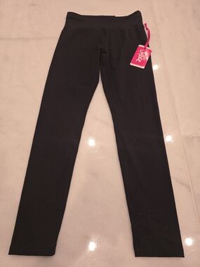 Justice Black Girls' Leggings with Pink Brand Tag